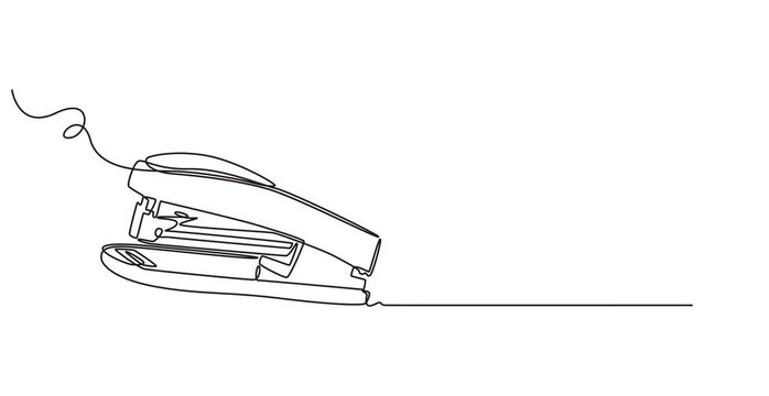 stapler pin continuous one line drawing animation, stapler pin animation continuous one line drawing, Animated self drawing of continuous one line draw of Stapler,  Full length 4k video