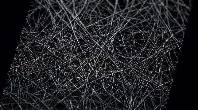 Macro close up view of carbon nanotube fiber sheet weave texture under microscopic dark field illumination