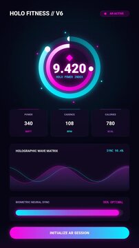 Futuristic Holographic Fitness User Interface HUD Display Animation