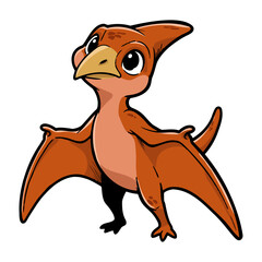 Cute baby pterodactyl cartoon illustration vector,  adorable little flying dinosaur character © Amrizal
