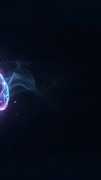 Abstract Glowing Energy Sphere with Flowing Light Particles