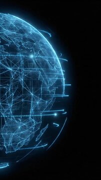 Digital Earth Globe With Glowing Data Network Connections In Space