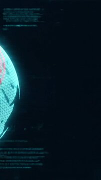 Digital Globe Hologram Rotating with Data Streams for Global Network