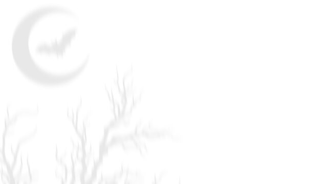 Crescent Moon Bat Shadow, Bare Tree Branches for Spooky Halloween