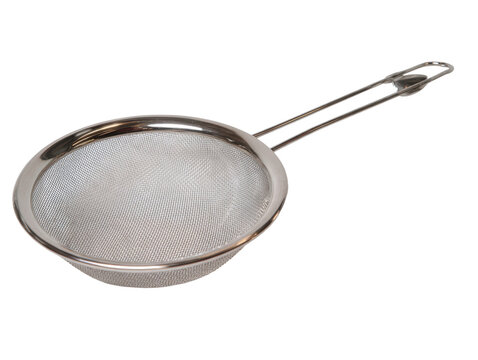 A fine mesh sieve made of durable stainless steel, perfect for sifting flour, straining pasta, or rinsing berries in the kitchen