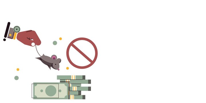 Stop Corruption Concept With Money, Mouse And Prohibition Symbol Illustration