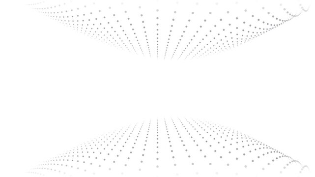 Abstract flowing white digital waves over black background with subtle grid pattern