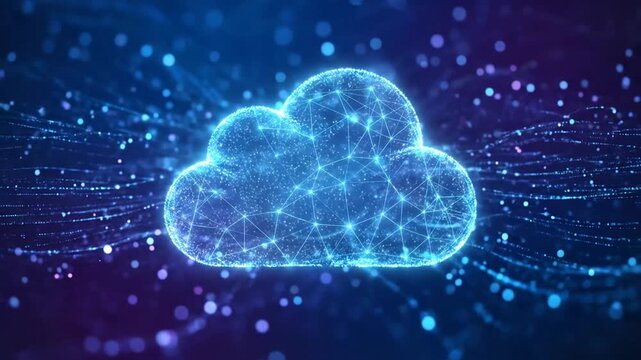 Glowing Digital Cloud Computing Network Concept with Data Particles