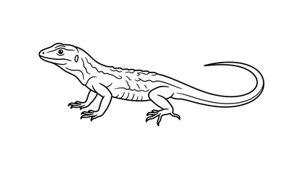 Fototapeta premium Industrial Style Black and White Line Drawing of a Lizard or Gecko for Illustrations and Designs