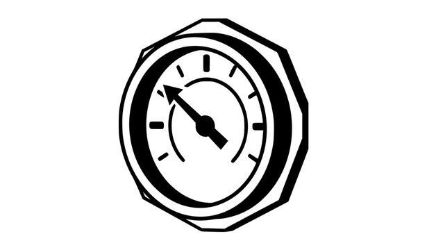 Angled Oven Temperature Gauge with Pointer Arrow Vector Illustration