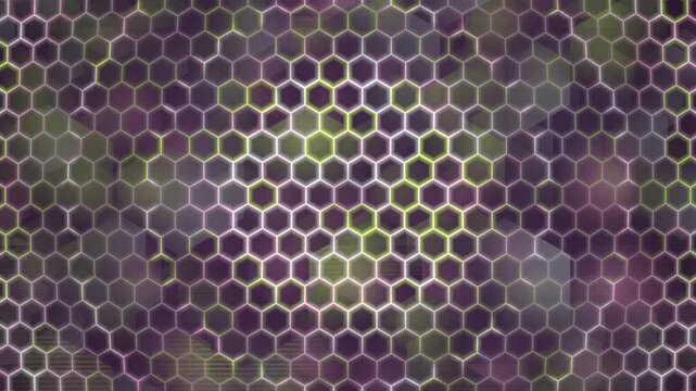 Glowing hexagonal grid abstract technology motion graphics background loop