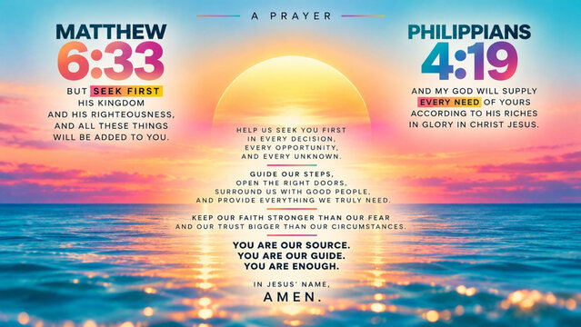 Christian Prayer With Matthew 6:33 and Philippians 4:19