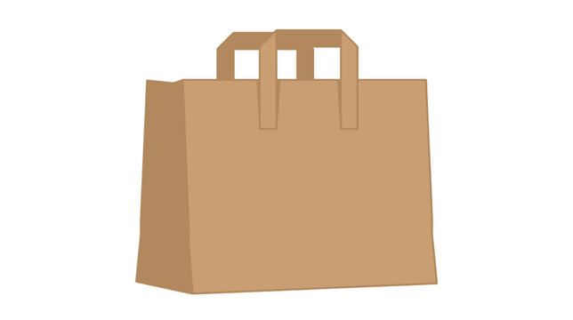 Large wide brown kraft paper shopping bag with sturdy handles isolated on white background. Professional vector illustration for retail packaging, grocery store mockup, and commercial use.