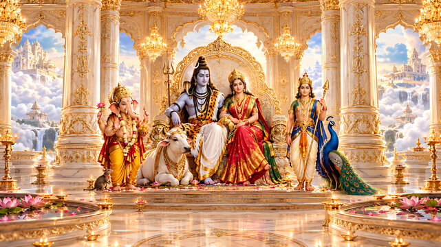 Sacred Shiva Parivar Ganesh Ganpati Bappa &ndash; Maha Shivratri, Ganesh Chaturthi, Gauri Ganpati, Ganesh Jayanti, Skanda Sashti, Kartik Purnima, Navratri Celebration