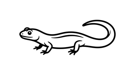 Obraz premium A simple black and white line art illustration of a salamander or newt, a small amphibian.