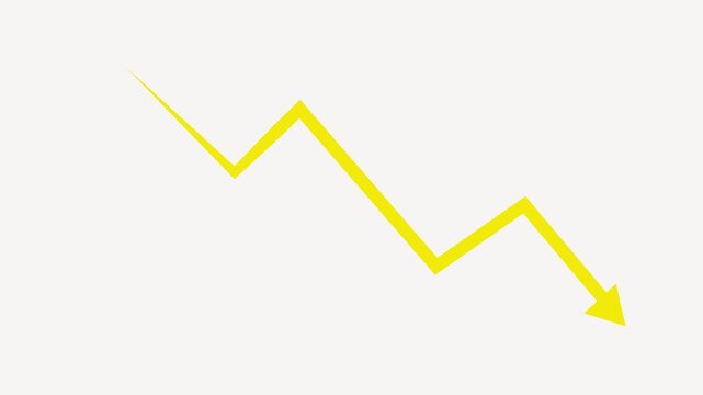 Yellow zigzag arrow line animation pointing downward on white background, motion