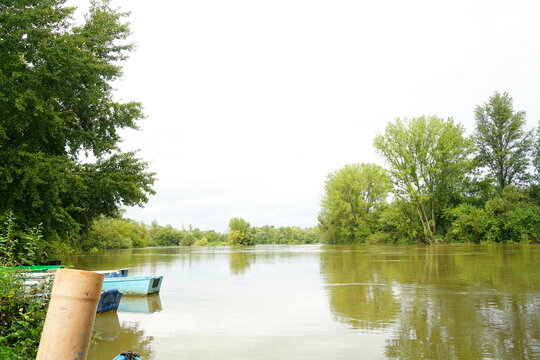 The Adda River from the bank of the city of Lodi after a night of heavy rain. Along the Adda, Lodi, Italy