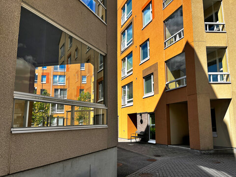 Modern Architecture of New Residential Buildings in Porvoo, Finland.