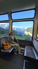 Fototapeta premium Exploring the stunning landscapes of Lauterbrunnen Wengen in Switzerland by train