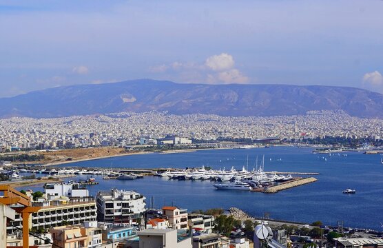 View of Piraeus and the coast of Phaleron, in Greece