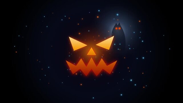 Gothic Halloween Jack-o'-Lantern and Monster Silhouette Loop