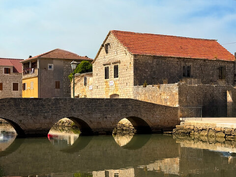 Vbroska village in Hvar Island Croatia Travel Destination  Adriatic Sea, Historic Town and Mediterranean Coast. Beautiful scenery of Hvar Island in Croatia, one of the most popular destinations.