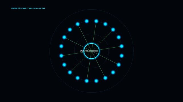 Quant Cyan Crypto Staking Halo Trading Stock Market Motion Graphics Loop