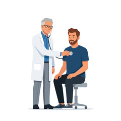 Fototapeta premium Male doctor using stethoscope to examine patient chest