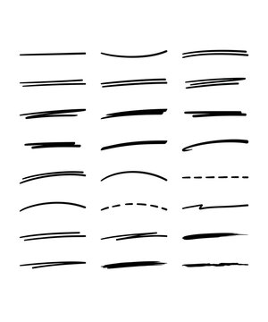 Collection of hand drawn underline strokes and emphasis lines for text highlighting and design elements