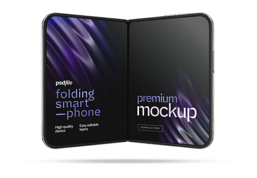 Folding Smartphone Mockup for App and Screen Design Presentation