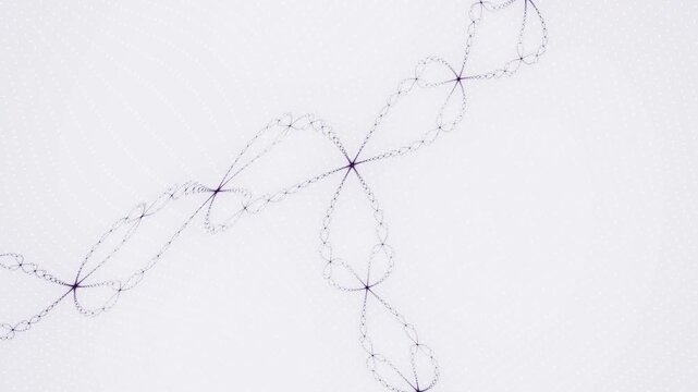 Abstract fractal animation morphing purple mathematical curves on white background