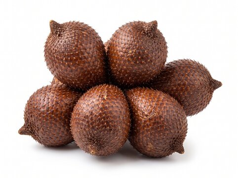 Fresh organic snake fruit or salak isolated on white background, exotic tropical sweet fruit cluster rich in vitamins and fiber for healthy nutrition