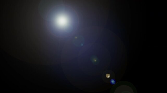 Cinematic blue lens flare pulse on dark background. 4k