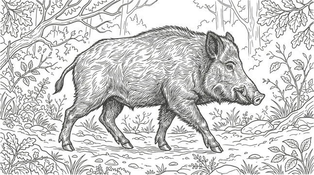 wild boar vinyl ready vector illustration