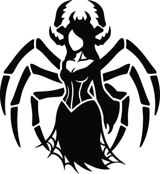 Creepy Spider Woman Hybrid Silhouette