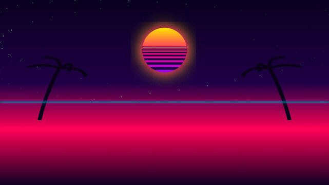 Retro 80s Synthwave Sunset 4K