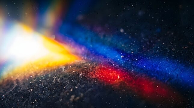 Close-up of a vibrant cosmic nebula glowing with colorful gases in space with copy space