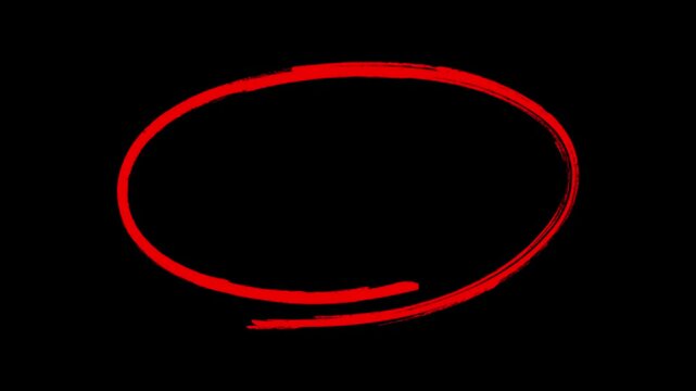 Hand-drawn circle highlight animation video. Red and white marker circle, oval scribble frame, sketchy highlight loop, handwritten round stroke in background