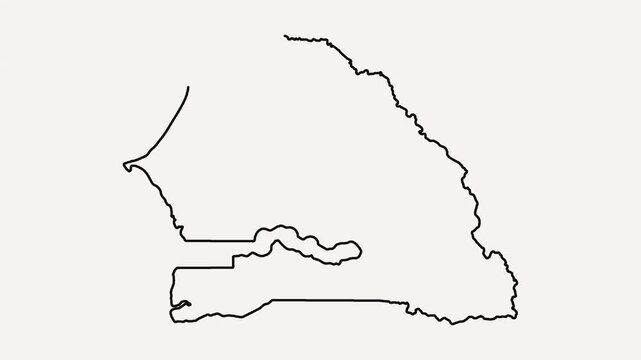 Outline map of senegal isolated on white background