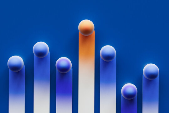 3D Infographic Bar Chart with Highlighted Leading Column