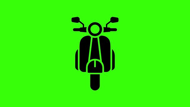 Scooter Front Driving View Loop Animation on Green Screen Background Representing Urban Delivery Transit and Retro Motorbike Travel