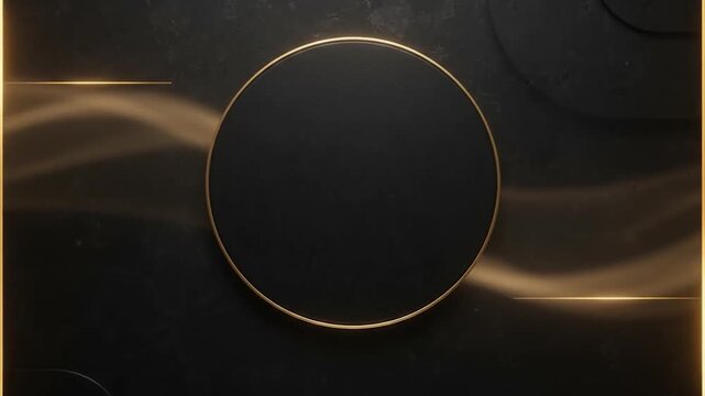Gold Circle Frame Motion on Dark Background