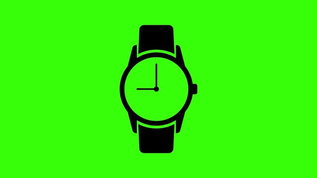 Accelerated Analog Wrist Watch 24 Hour Time Lapse Loop Animation on Green Screen Background Representing Fast Passing Time and Schedule Planning