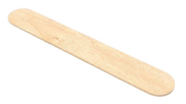 Wooden tongue depressor isolated on a grid background for medical oral examinations.