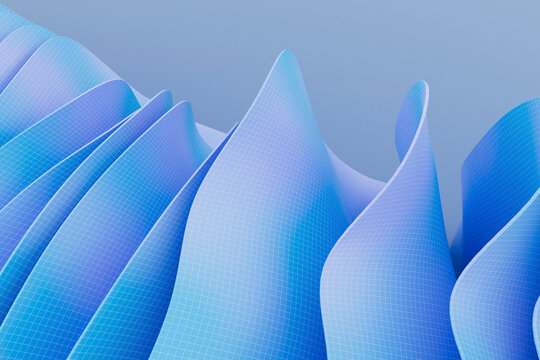 Futuristic Blue Wave Landscape with Flowing Forms