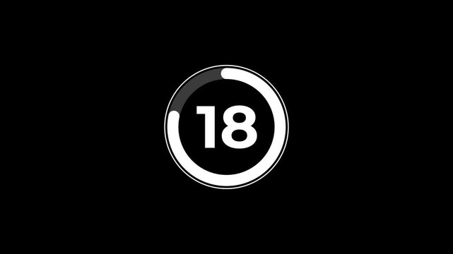 Circular progress indicators with 23 seconds decreasing numbers on black background representing countdown or completion