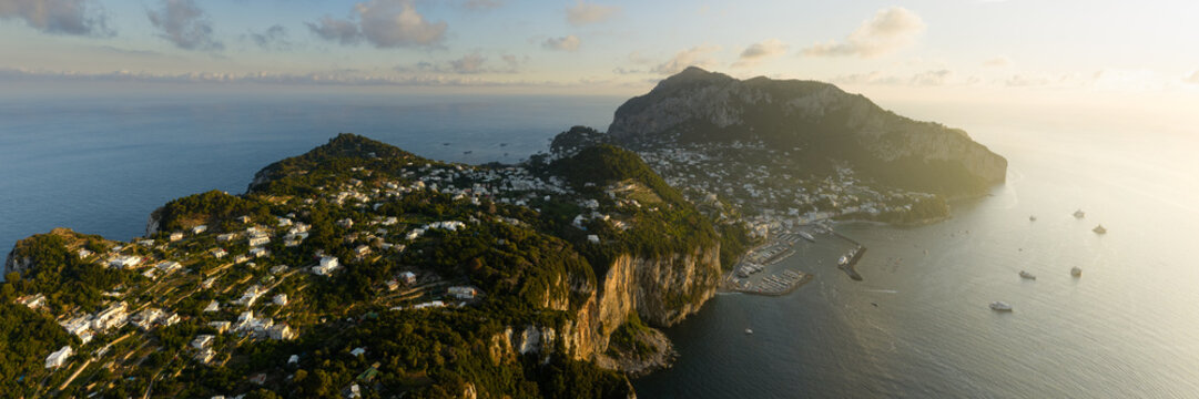 Tiberio Aerial Panorama Capri Island Italy