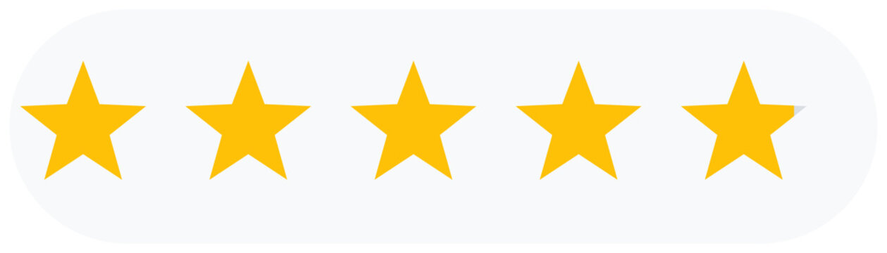 Star rating widget 4.9 out of 5 customer review pill icon on transparent background