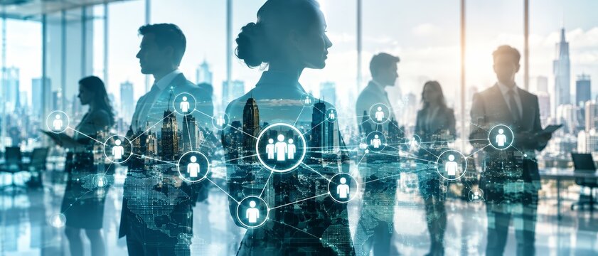 Concept of people relation within a professional organization structure and human resource management.