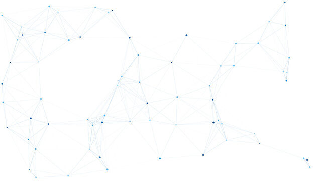 Blue plexus network connection dots and lines abstract technology background on transparent background
